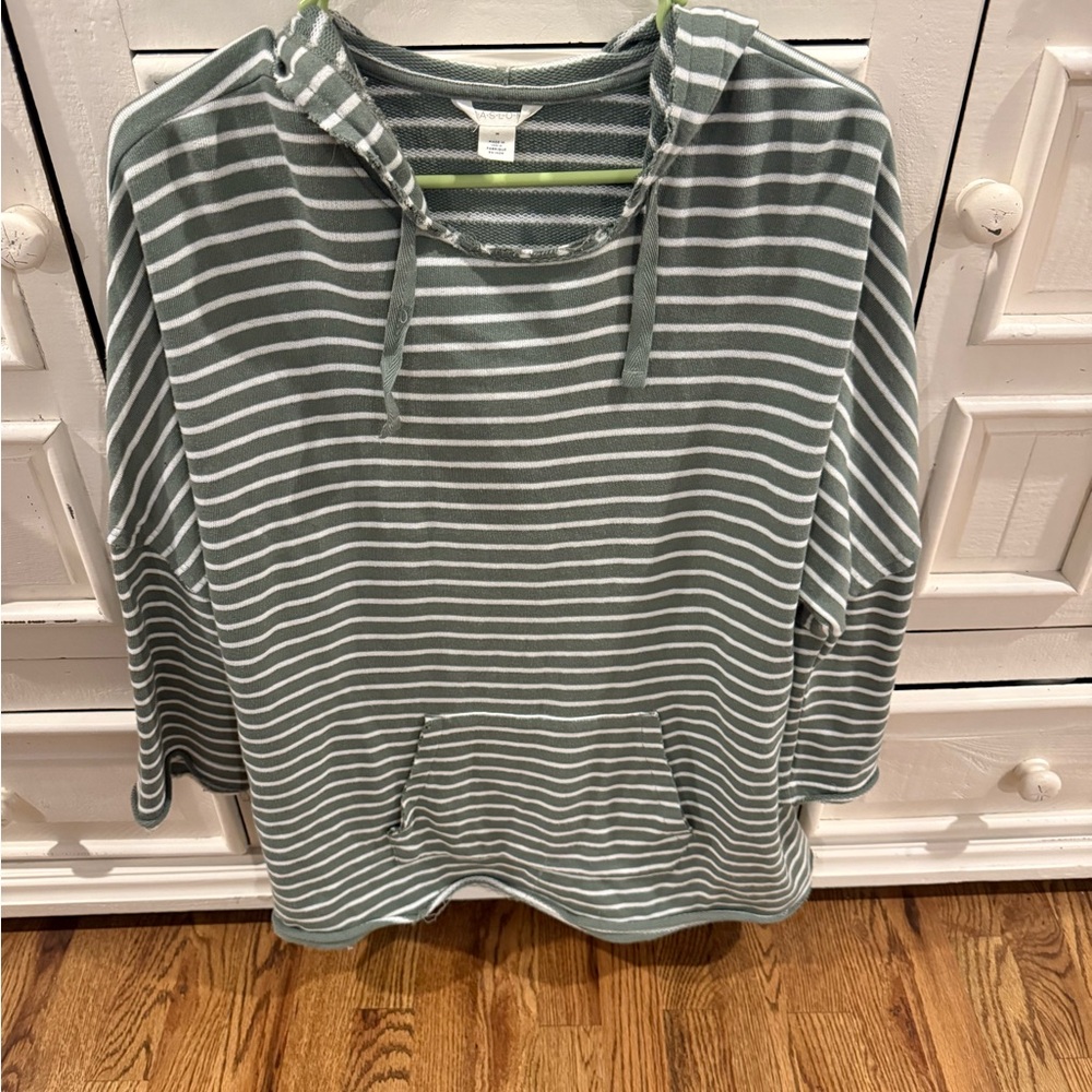 Caslon Green Striped Hoodie